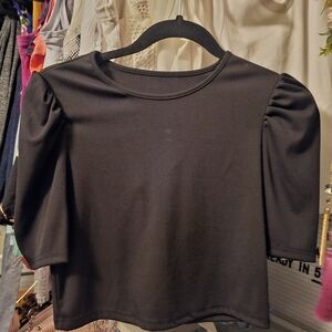 Elegant Black Puff Sleeve Top
